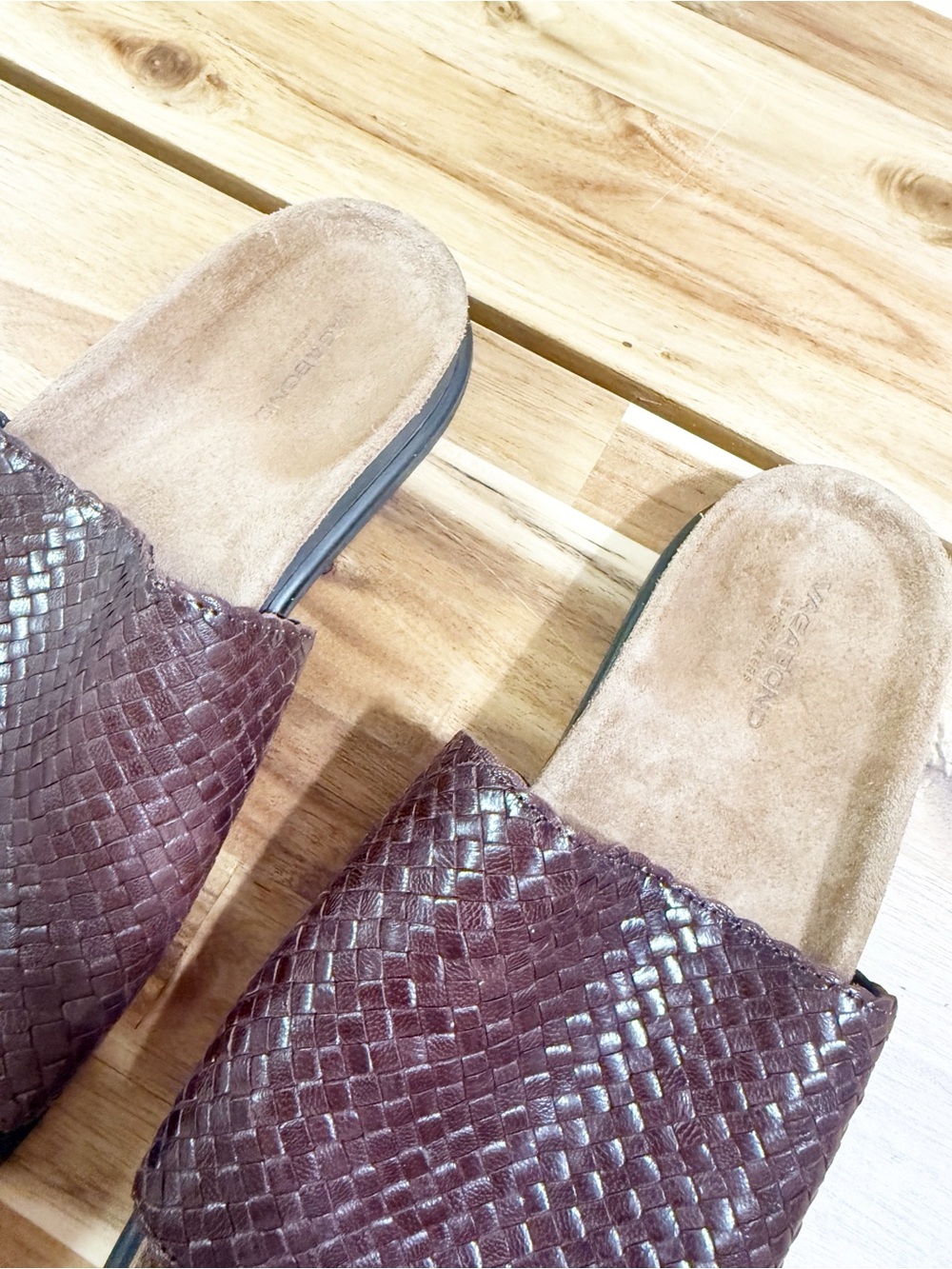 Vagabond Anthropologie Effie Woven Leather Brown Flat Dad Sandals Slip On 39 - Picture 11 of 15